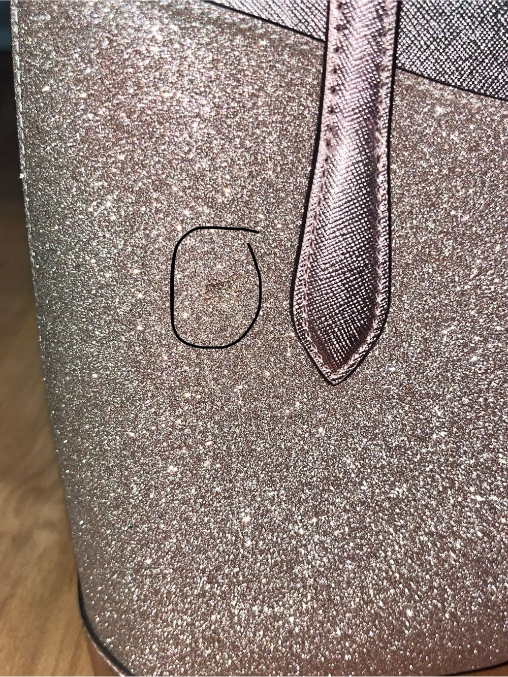 Kate Spade Rose Gold Glitter Tote with Matching Card Holder - Picture 13 of 14